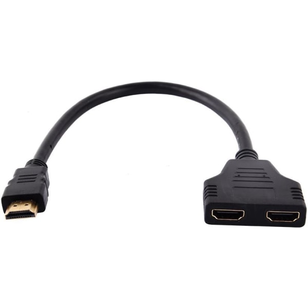 HDMI splitterkabel, 1080P HDMI han til dobbelt HDMI hun 1 til 2-vejs splitterkabel adapter konverter til DVD-afspillere/HDTV/LCD-skærme og projektorer