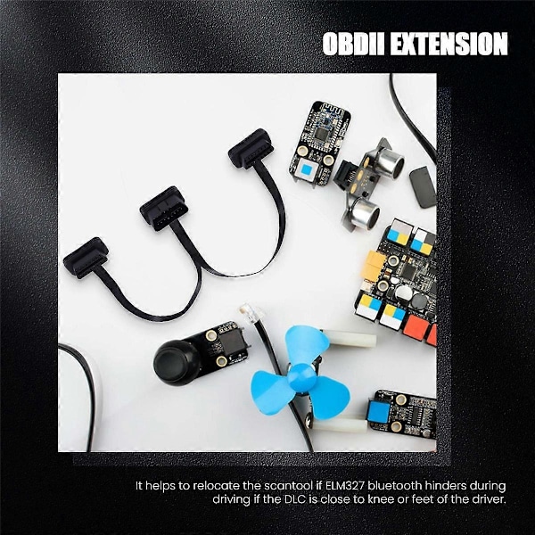 OBDII Forlænger Dobbelt Konnektor Y Splitter OBD OBD2 16PIN Han til Hun Tilslutning Flad+Tynd til ELM