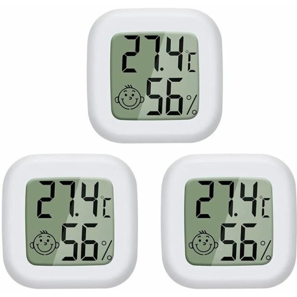 Mini LCD digital inomhushygrometertermometer, bärbar högprecisionstemperaturfuktighet -50℃ 70℃ 10% 99% RH Guazhuni (Vit) 3st
