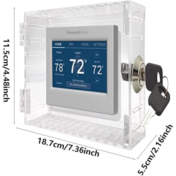 Universal termostatlåsboks med lås, gennemsigtig stor termostatbeskyttelse til termostat på væggen, termostatpanel låsebeskyttelse til hjemmet, B