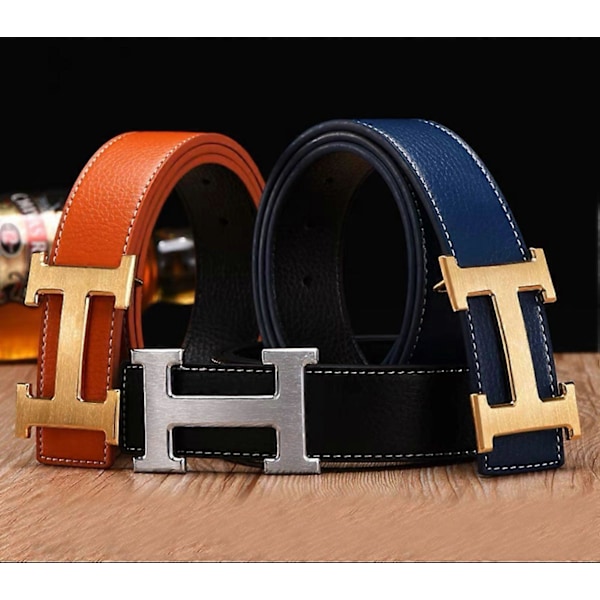 Elegant H Gullspenne Formell Belte for Menn og Kvinner - Hvit Flat Design