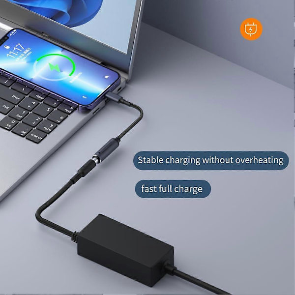 DC Hun Input til USB C PD Han Strømkabel, 100W DC4506 Type-C Ladekabel til Telefoner