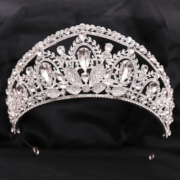 Voksen Prinsesse Crown Kc Guld Hovedbeklædning Kvinde Rhinestone Hårtilbehør Glitrende Tiara Til Maskerade Ball Banket Cosplay Silver