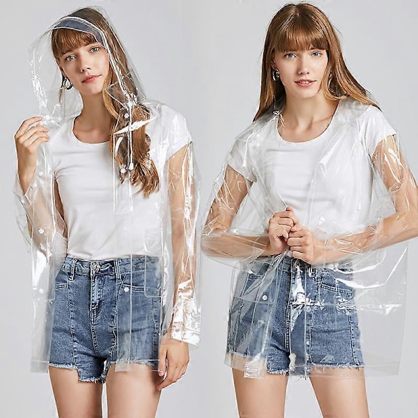 Transparent regnkappa för damer, mode vattentät poncho trenchcoat återanvändbar (1 st, klar färg)