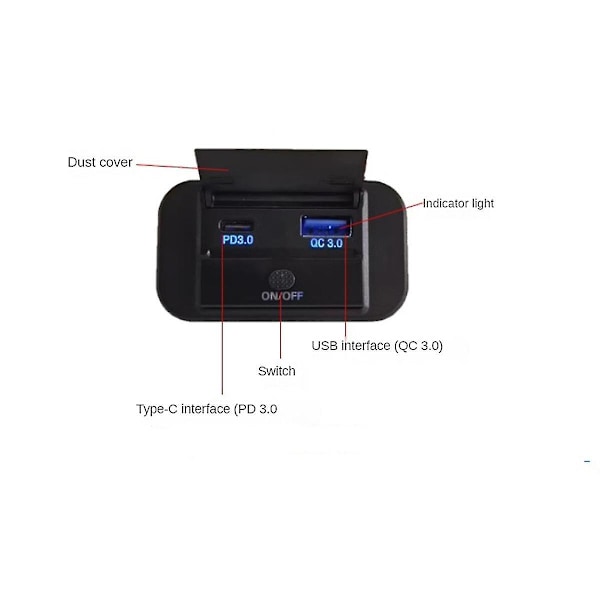 Kaksoispikalataus Usb Qc3.0 Ja Pd3.0 Rv Usb-Pistoke 12v Usb-Laturi Auton Usb-Portti 12 Voltin Usb-Pistoke