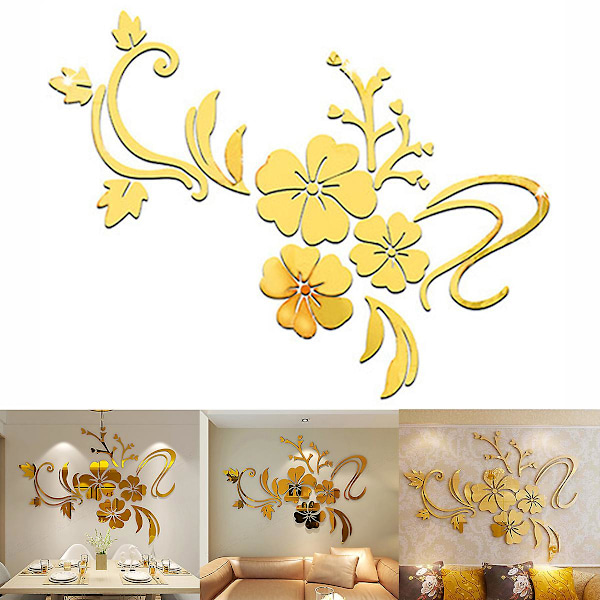 Mirror Flower Removable Wall Stickers Art Mural Decal Living Room Decoration