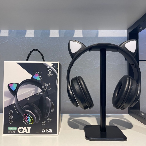 Hörlurar, kattöron Bluetooth-hörlurar, hopfällbara plug-in lysande hörlurar black