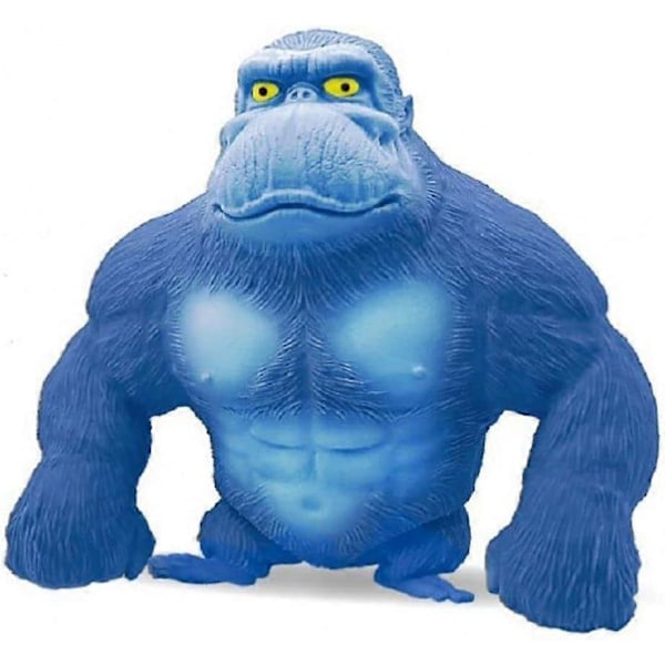 Stræk Gorilla Figur, Abe Antistress Stræklegetøj til Vridning Trækning Bøjning, Strækbar Gorilla Action Figur til Børn Sjov Gave (Blå)