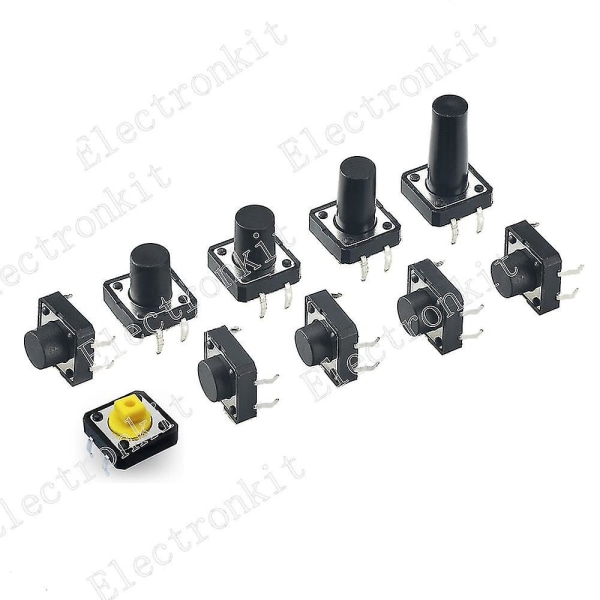 50pcs 12x12x5/6/7/8/9/10/11/12/13mm Tact Switch Push Button Switch 12v 4pin Dip Micro Switch Momentary Tact Tactile Push Button(12x12x13 50pcs)