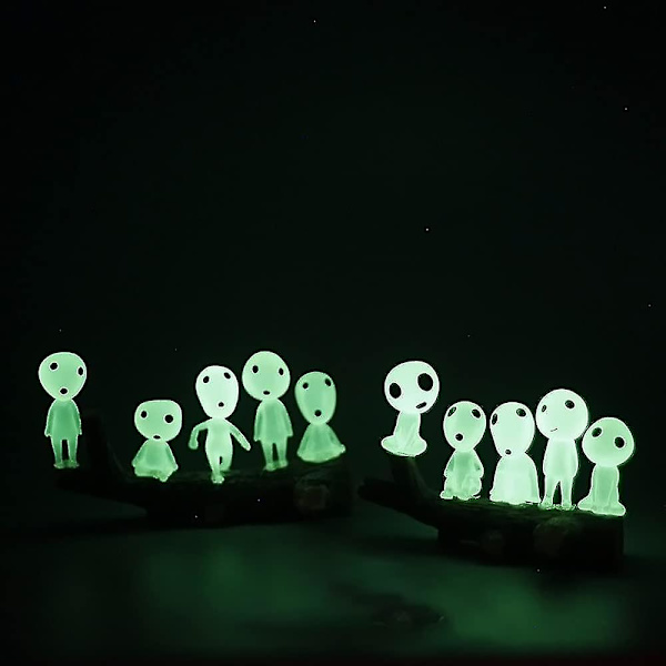 8 st trädälvor figurer, miniatyrlysande statyer, mikrolandskapshartsprydnad trädgårdsdekoration (slumpmässig stil)