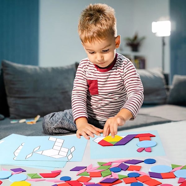 1 Set Pussel Leksak Olika Mönster Bekvämt Att Greppa Praktisk Förmåga Trä Tangram Pussel Barn Hjärnspel För Presenter