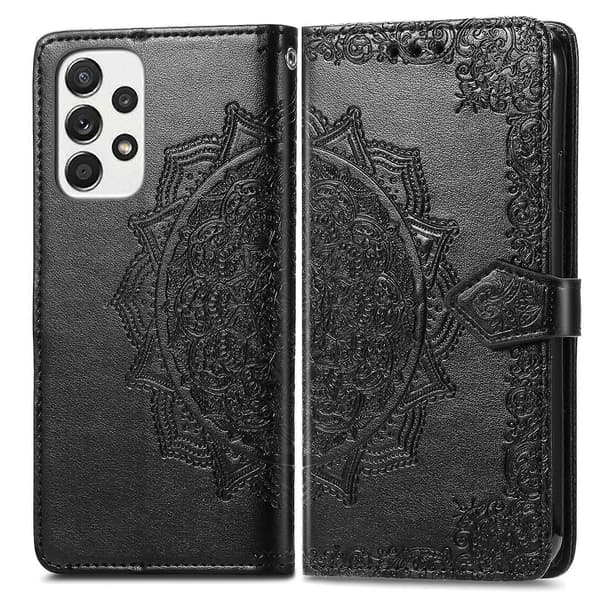 För Samsung Galaxy A33 5G Mandala Blomma Präglat Läderfodral