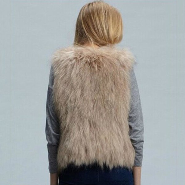 Kvinnors jackor ärmlös konstgjord päls väst fluffig väst 2XL
