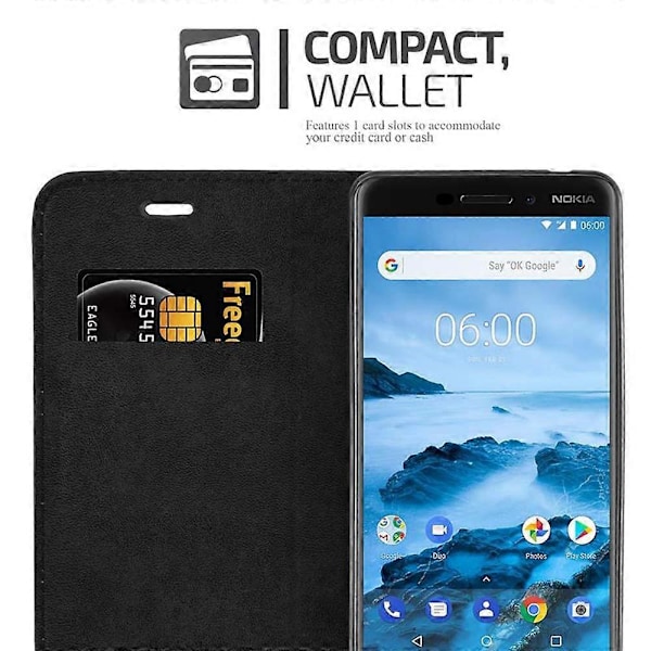 Nokia 6.1 Kotelo - Suojakotelo jalustatoiminnolla ja korttipaikalla
