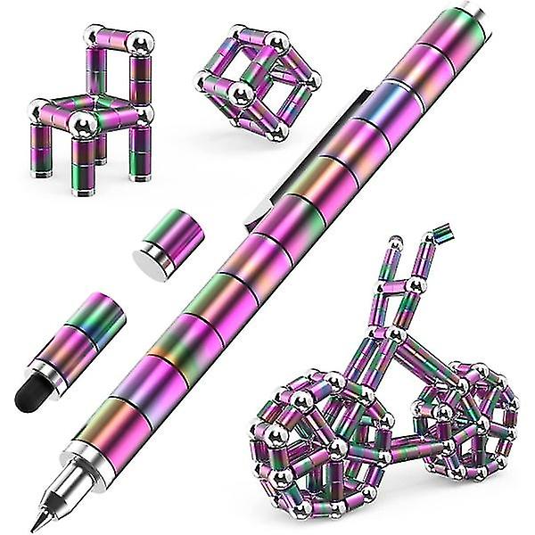 Creative Metal Magnetic Pen Decompression Toy Fidget Pen Färgglad magnetisk penna för studenter Svart teknologi Stressreducering Creative Pen