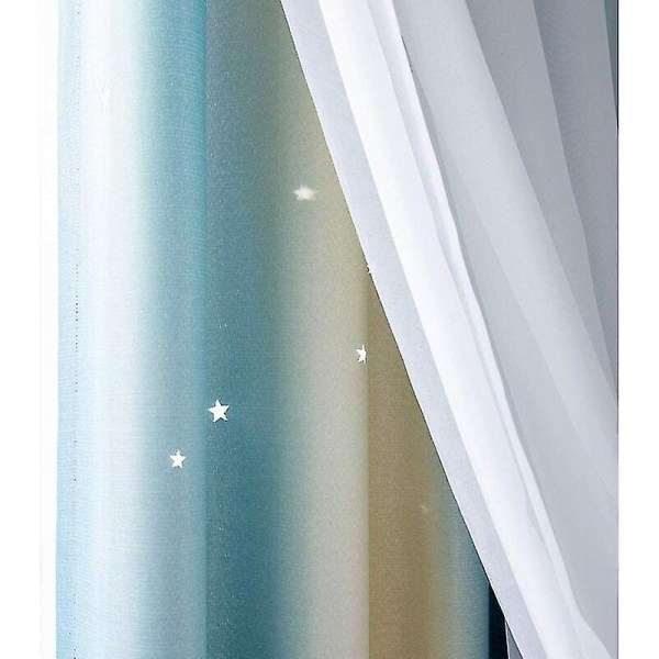 Mørkleggingsgardin for soverom, lydisolerende gardin, termisk isolert, mørkleggingsgardiner med mønster (53\"w X 63\"h (134 X 160cm), blå)