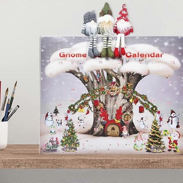 Julegnom Adventkalender 2024, 24 Dages Julekalender Gnomen Plyslegetøj
