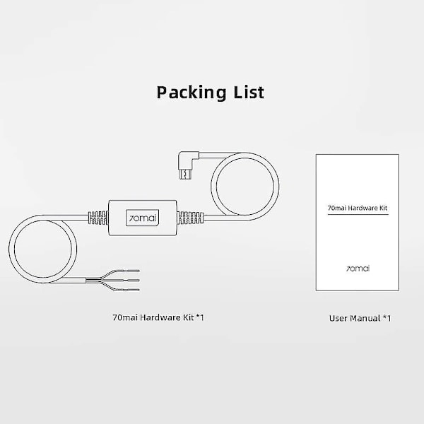70mai Hardwire-kabelset för 24h parkeringsövervakning för A500, A800 & Dashcam Wide (midrive Up02