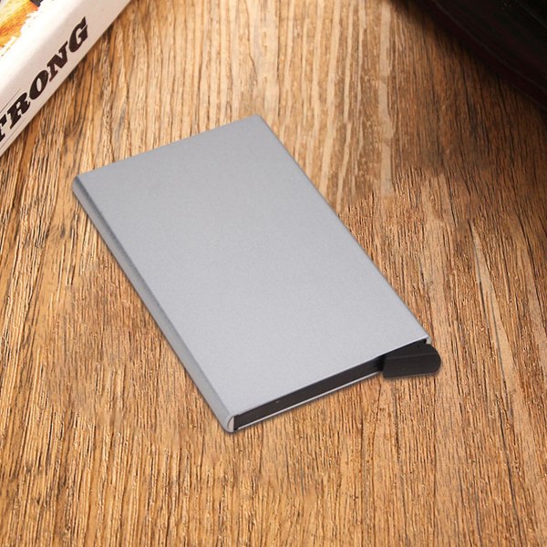 Minimalistisk kreditkortshållare Pop Up-kort Rfid-skydd Smal metallplånbok Gray