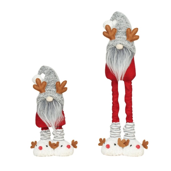 Gnome Plys svensk dværg udstoppet dukke med gevirer figurlegetøj med teleskopiske lange ben Gray
