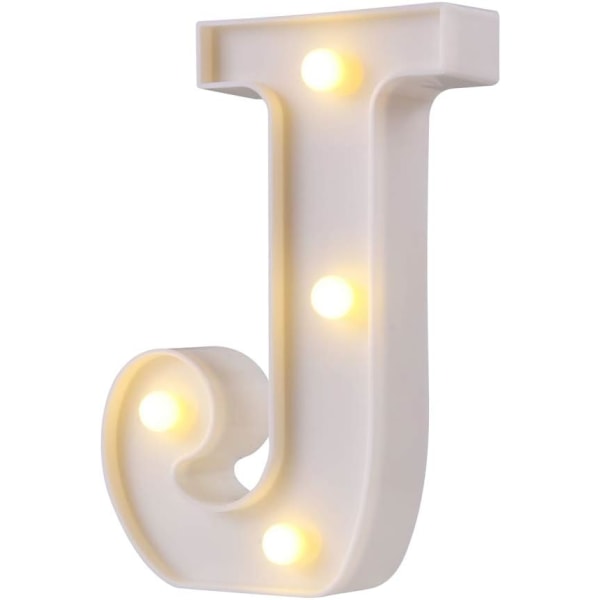 26 luminous letters, very suitable for luminous wedding and birthday party home decoration lights(white, J)