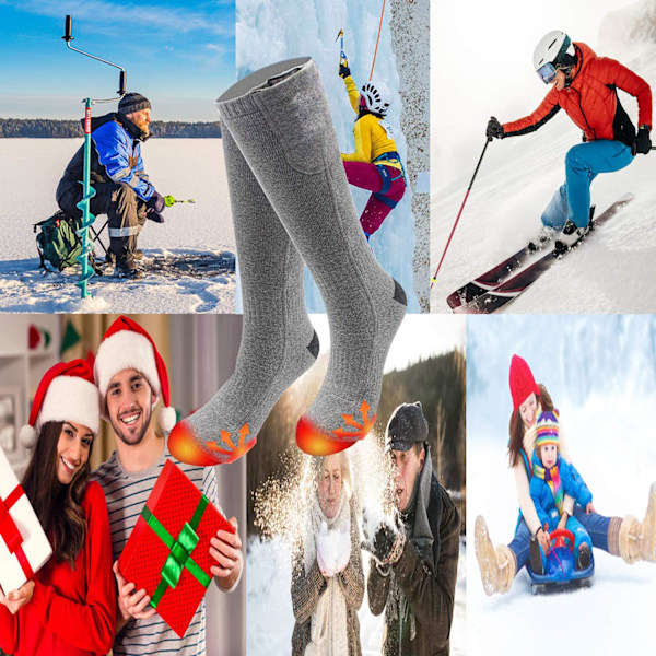 Lämmitettävät sukat Lämmitettävät sukat Ulkoiluhuippuluokan hiihto Lämmitetty pyöräilyjalkalämmitin Lämmitettävät sukat Musta