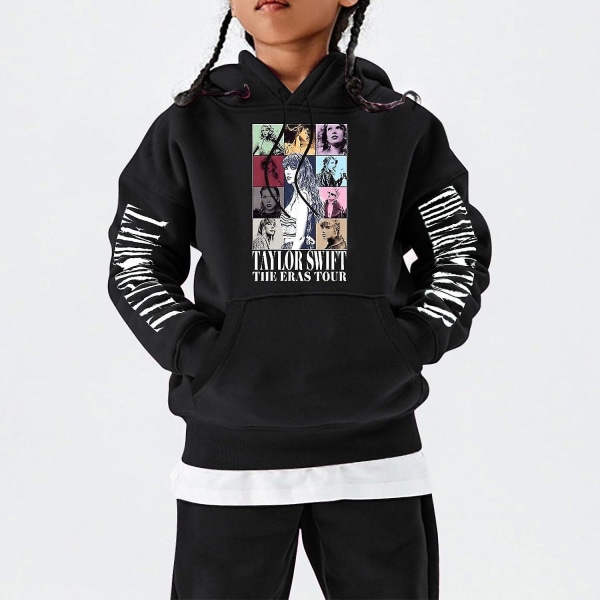 Luvtröjor för flickor 1989 Casual Taylor-tröja Barn Pojkar Swifts Pullover Konsertdräkt med huva för 4-14 år 01 black 13 to 14 Years