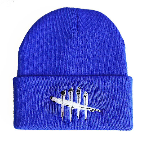 Brodert strikket lue med Dead By Daylight-trykk, tykk og varm, ensfarget, for kvinner og menn