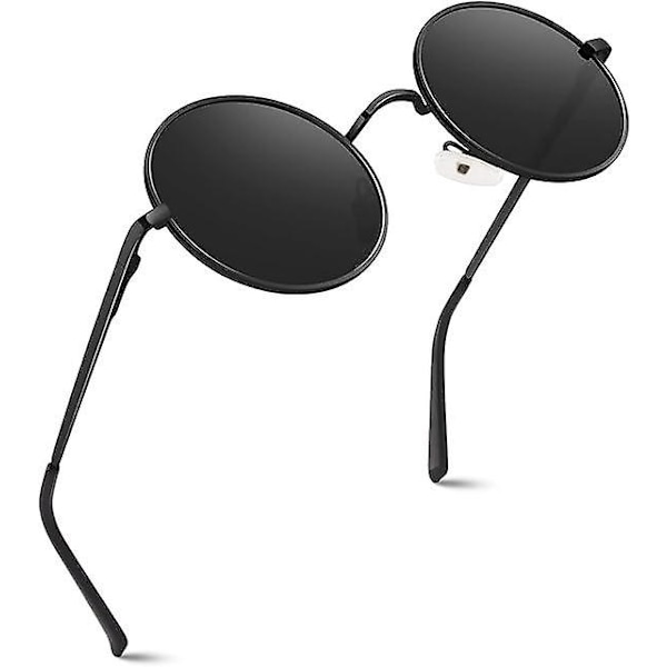 Klassiset polarisoidut aurinkolasit, pyöreät retro vintage -metallikehykset, Lennon-tyyli miehille ja naisille, unisex UV-suojalla
