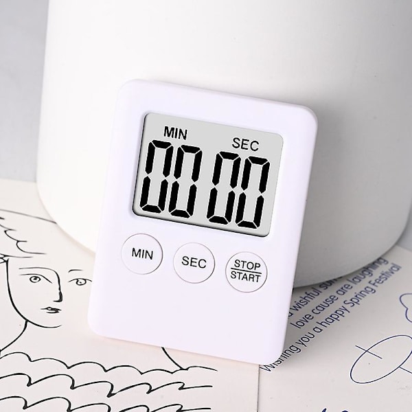 Digital timer med magnet - kjøkken timer hvit