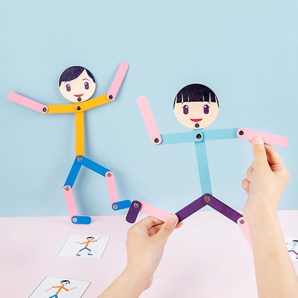 1 sæt trælegetøj Fleksibel mand poserer kreativ småbørnsuddannelse Tænker oplysningslegetøj til børn B