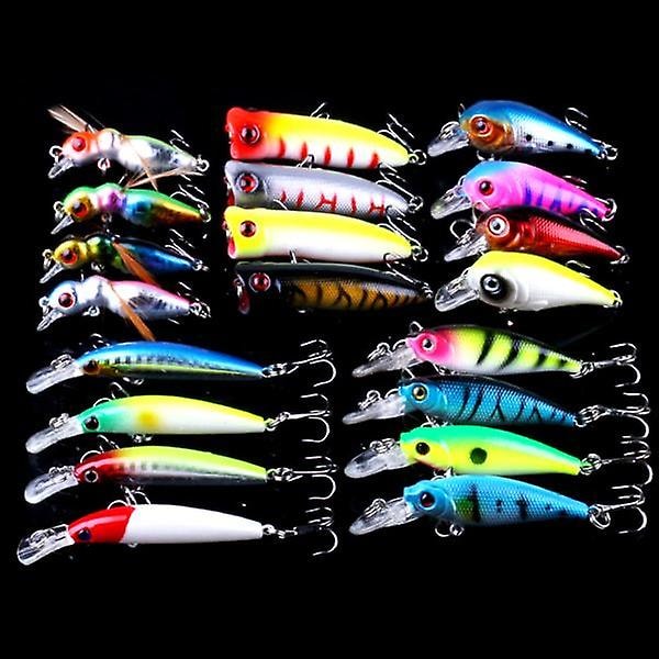 20-pack Fishing Lures Wobbler, Minnow Mixed, Crankbait Multicolour