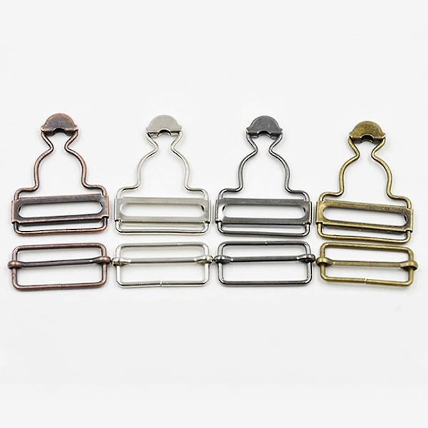 Metalliska Dungaree-spännen med rektangulära skjutreglage för hängslen och band 3,8 mm innerbredd 2 set (brons)