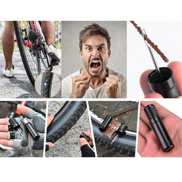 Slanglöst cykelreparationskit cykelreparationsverktyg (svart)