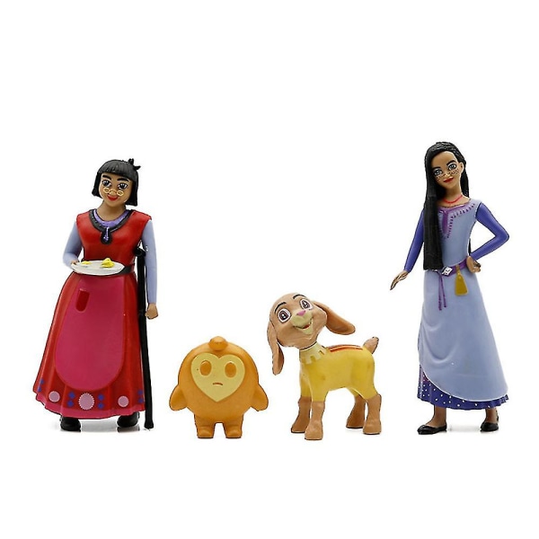 6 stk/sett Disney Wish Actionfigurer Tegneserie Asha Star King Magnifico Queen Amaya Mini Figur Samling Modell Leker Gaver