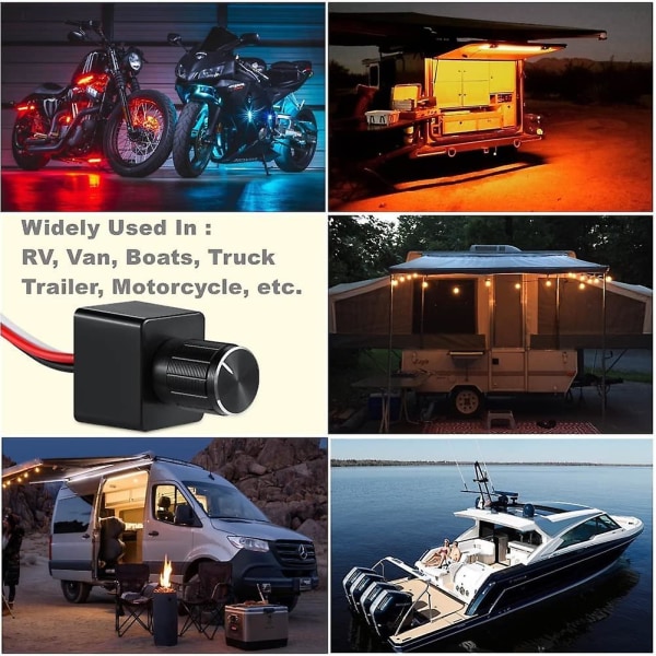 Led Dimmer Switch 12v Dc Pwm Dimmer Justerbar Controller Til Autocamper Båd Trailer Van, Til Dæmpbar Led-lys, Halogen, Glødepære, Enkeltfarve