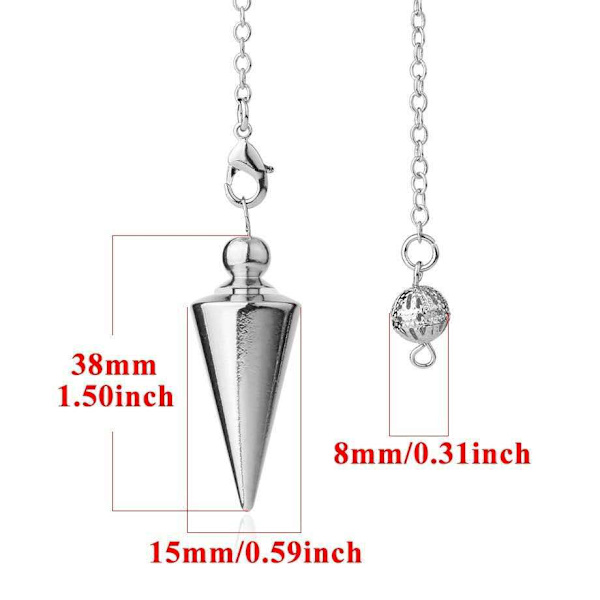 pcs Metallic Copper Spiritual Point Pendulum för spådom Healing Dowsing Balansering Spetsig Kon, Silver