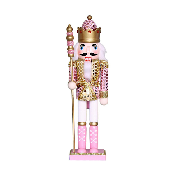 Jul Trä Rosa Kung Nötknäppare Soldat Prydnad 30cm Storlek Barn Present