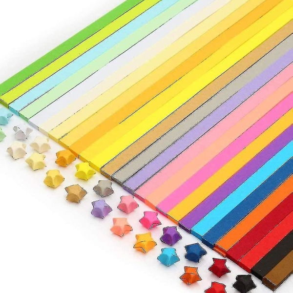 1030 ark Origami Stars Papers Paket gör-det-själv-papper - 27 färger för gör-det-själv och dekoration