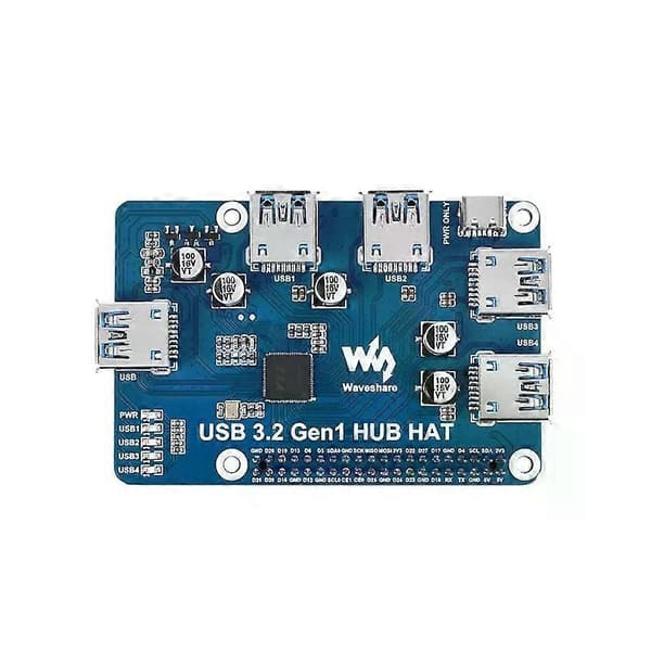 Waveshare USB 32 Gen1 HUB HAT for Raspberry Pi 4B 3B+ 3B 2B Zero W WH 4-kanals USB 30 utvidelsesport driverfri Plug&Play