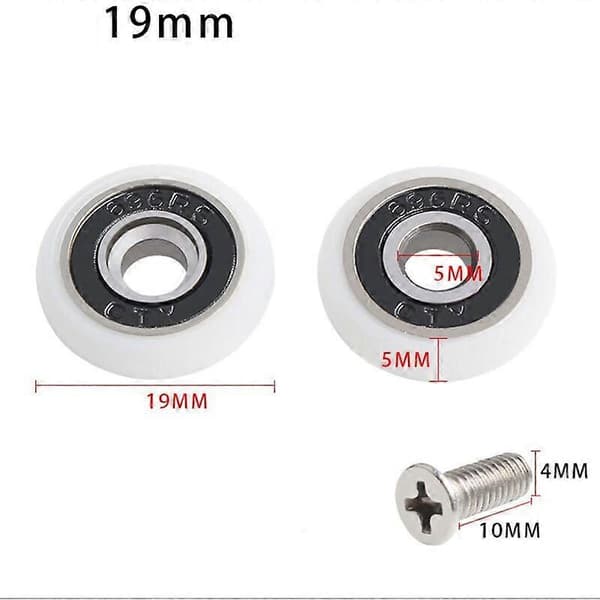 Sett med 8 erstatningshjul for 19mm diameter dusjdør