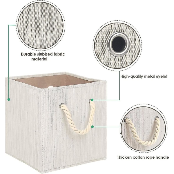 Foldbar Cube Opbevaringsboks Opbevaringsboks 1 Stk Stof Opbevaringskurv Til Opbevaring Holdbare Reb Håndtag Skab Opbevaringsboks Klud Opbevaringshylder Soveværelse Legetøj Beige