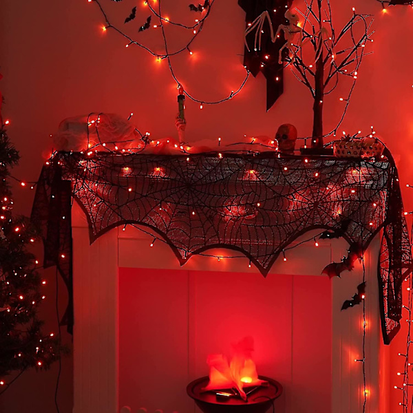 Röda Halloween-lampor, 200 LED-julljus utomhus vattentäta, julgransljus inomhus, 8 lägen 20 meter
