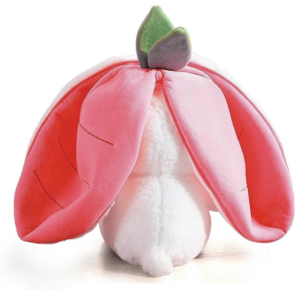 SSRGV Påskhare Gosedjur, Vändbar Kanin Morot Jordgubbskudde, Söt Squishy Kanin Soffkudde Dekorationsdocka, (Jordgubbe, 7in/18cm)