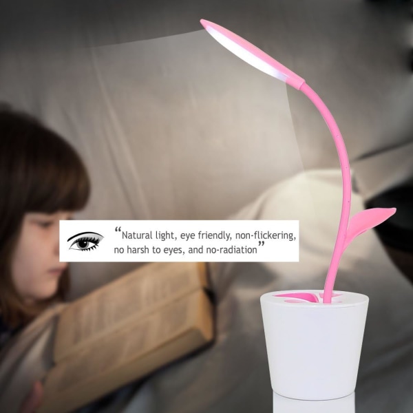 Piger arbejdsværelse Skrivebordslampe Udtrækkelig USB Touch LED-lys (Pink)