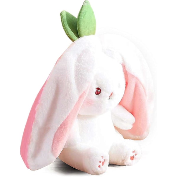 SSRGV Påskhare Gosedjur, Vändbar Kanin Morot Jordgubbskudde, Söt Squishy Kanin Soffkudde Dekorationsdocka, (Jordgubbe, 7in/18cm)
