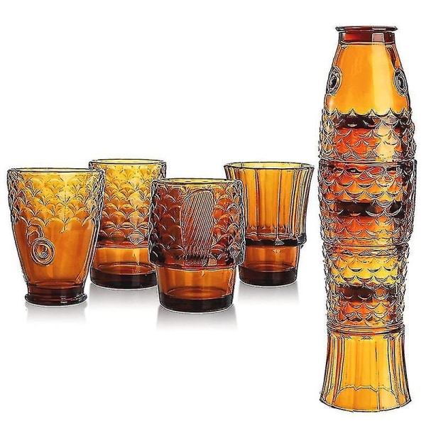 Koi Stack Ass Set Fiskformad Gobelet Cup Cocktail Öl Glas Stapelbara dricksglasset Glasswar Yellow