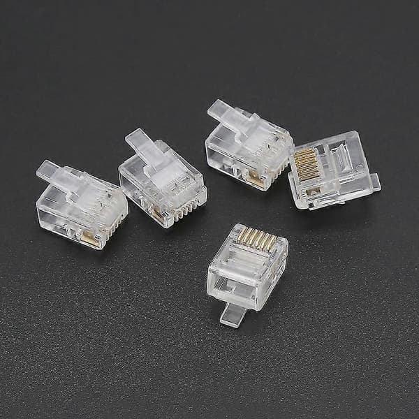 100 stk. RJ12 6p6c Modulær Kabelhode Telefonkontakter Krystallplugger