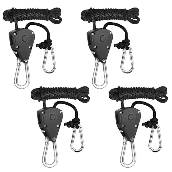 4pcs Pulley Ratchets Heavy Duty Rope Clip Hanger Adjustable Lifting Pulley Lanyard Hanger Kayak And Canoe Boat Bow Rope Lock Tie Down Strap