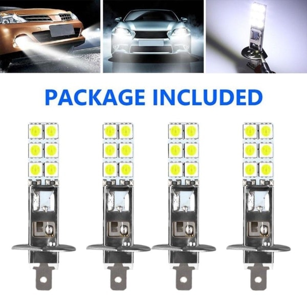 4X H1 6000K Super White LED Hovedlyspærer Kit Tåkelys